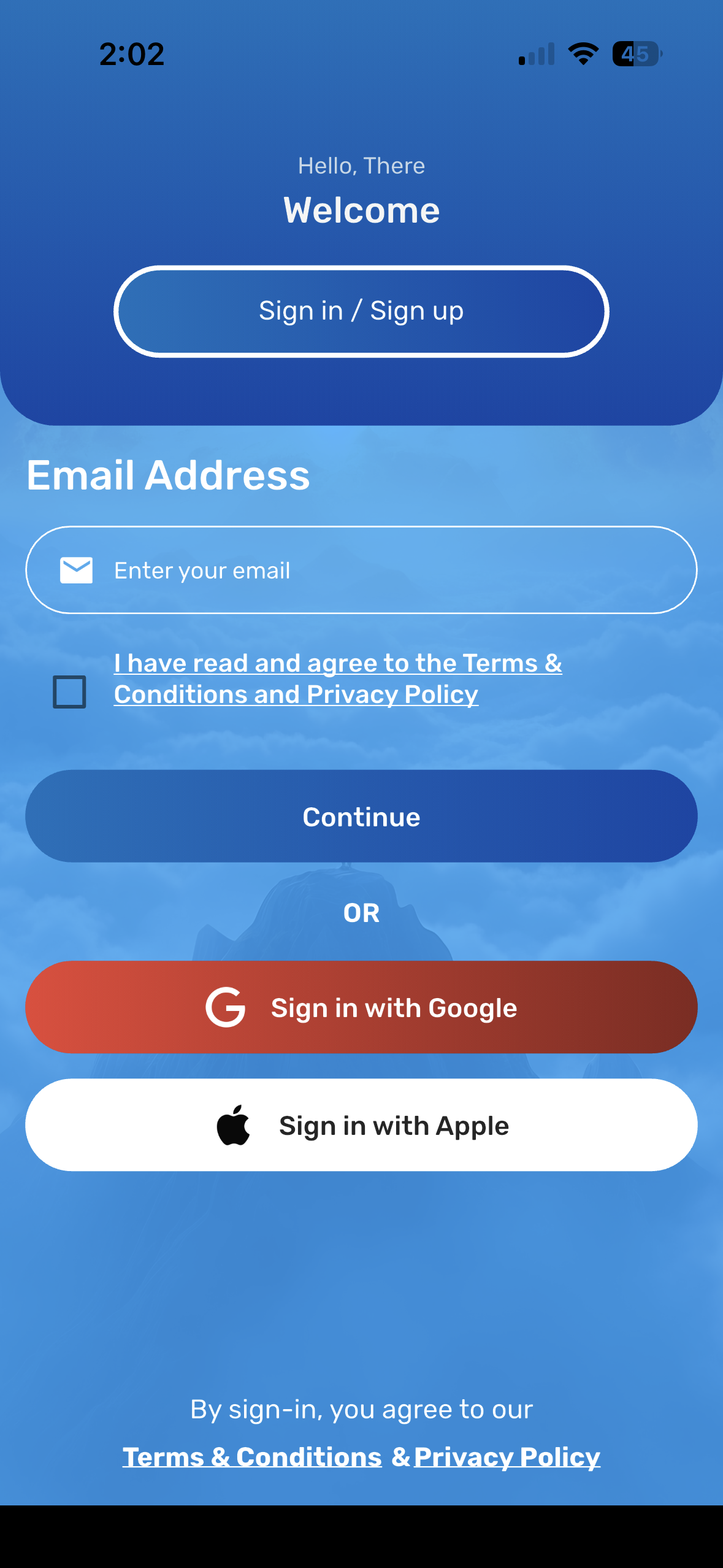 AnanaMUSTalk screenshot: Sign in or sign up